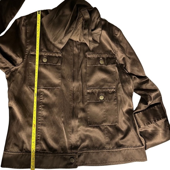 Max Jeans Cargo Hooded Jacket Zip Up Silk Blend Brown Size Small NWT Retail $92 - Picture 5 of 9